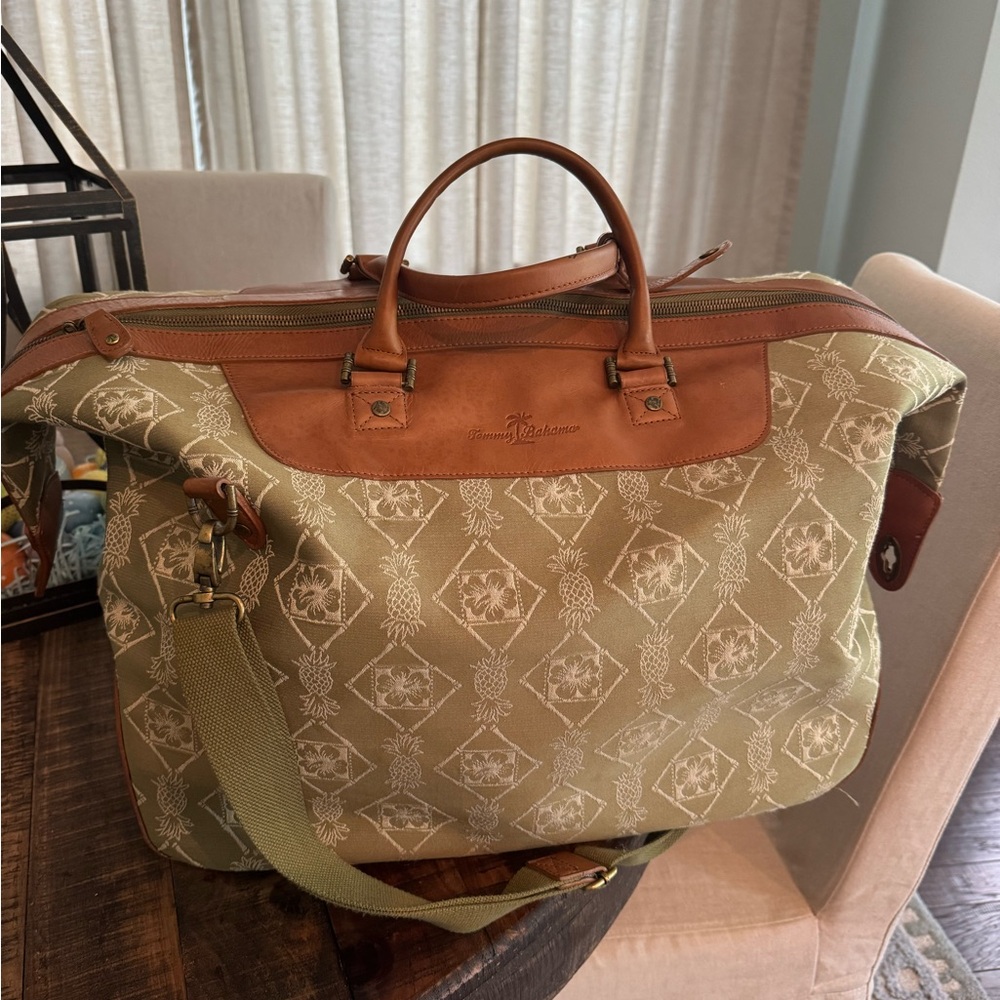 Brown and Green Travel Bag